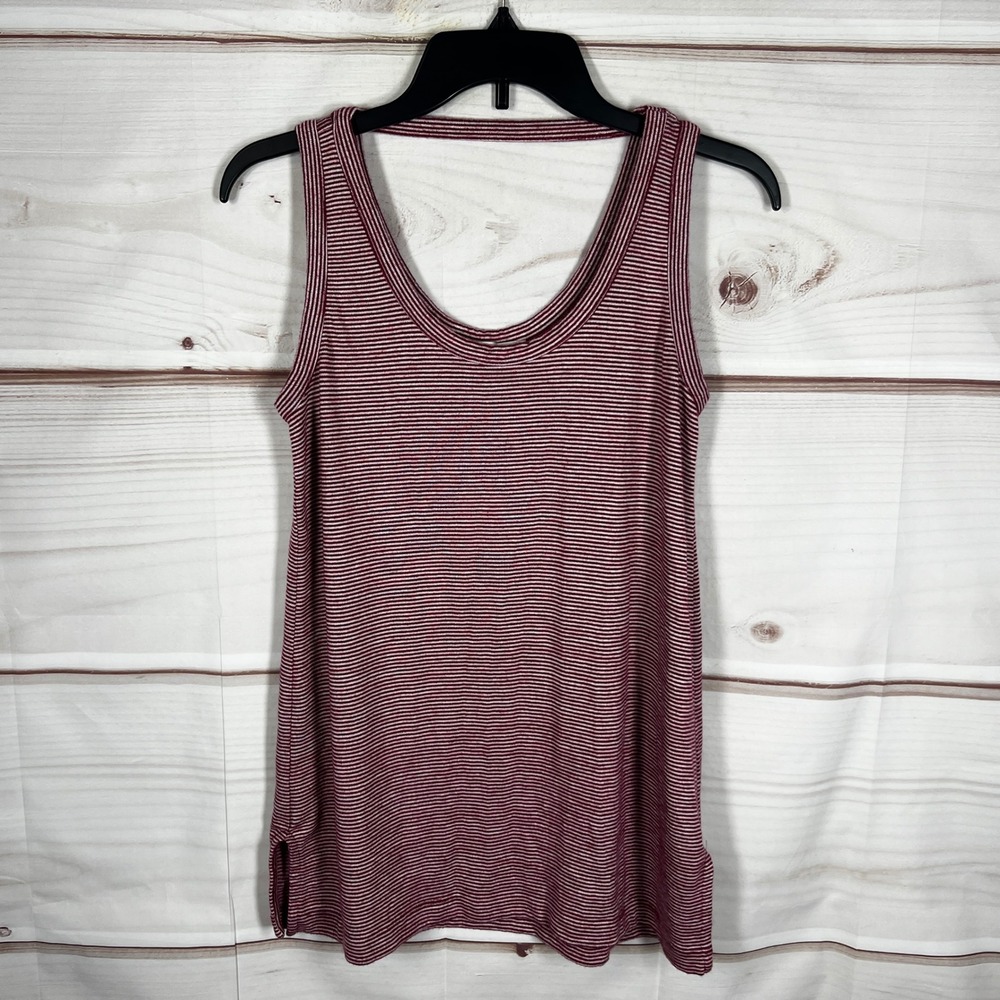 LOFT Striped Tank Top Women Small Red White Sleeveless Knit Nautical Relaxed Fit